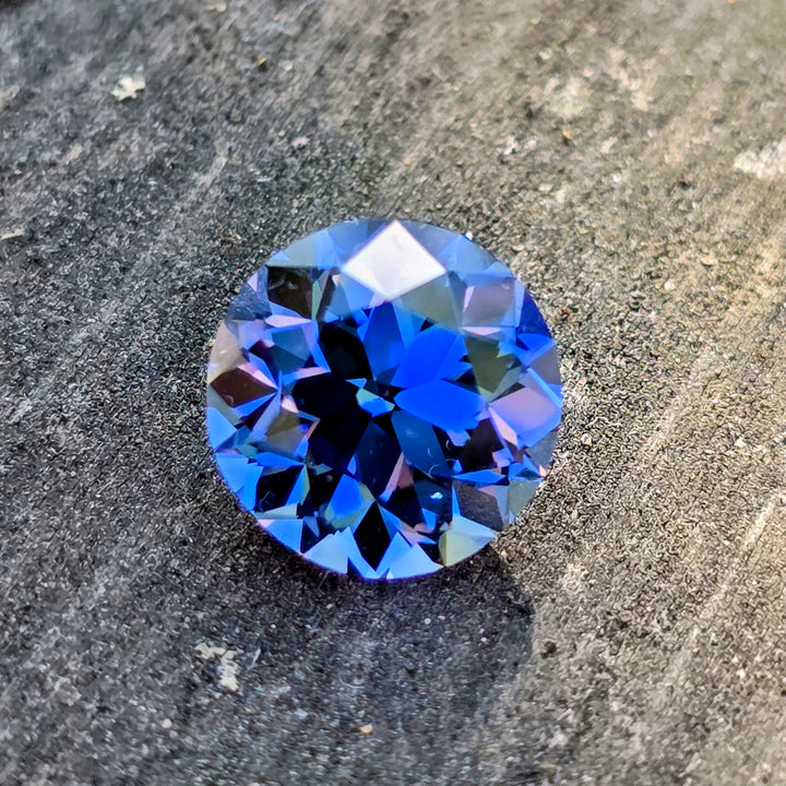 Blue Czochralski Lab Sapphire, Traditional Round Brilliant Cut, 8.79 Carats