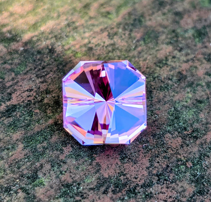 Light Pink-Orange Padparadscha Lab Sapphire, Tessellation Cut, 3.66 Carats