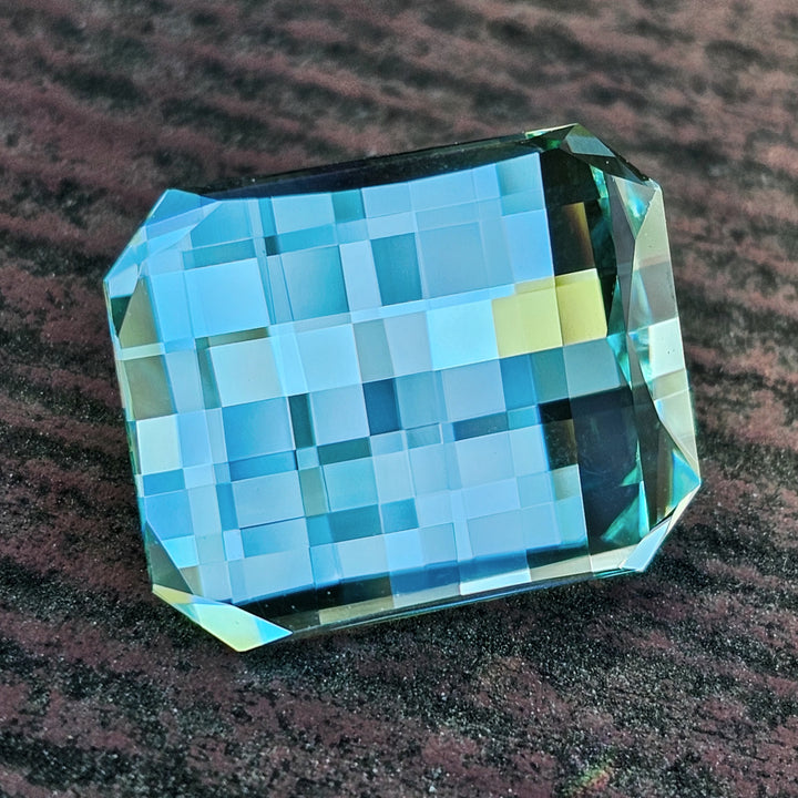 Pastel Mint Laser Garnet, Pixel Square Cut, 20.36 Carats