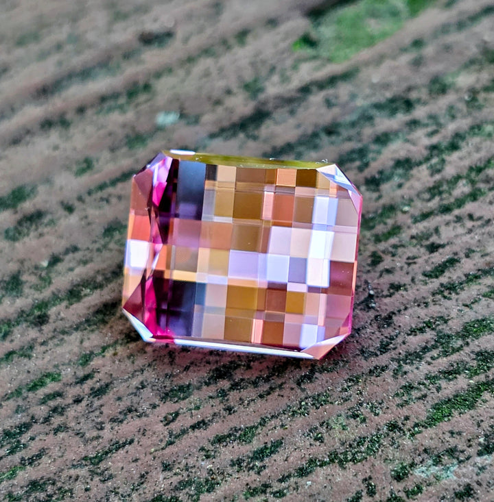 Light Pink Padparadscha Lab Sapphire, Pixel Rectangle Cut, 15.70 Carats