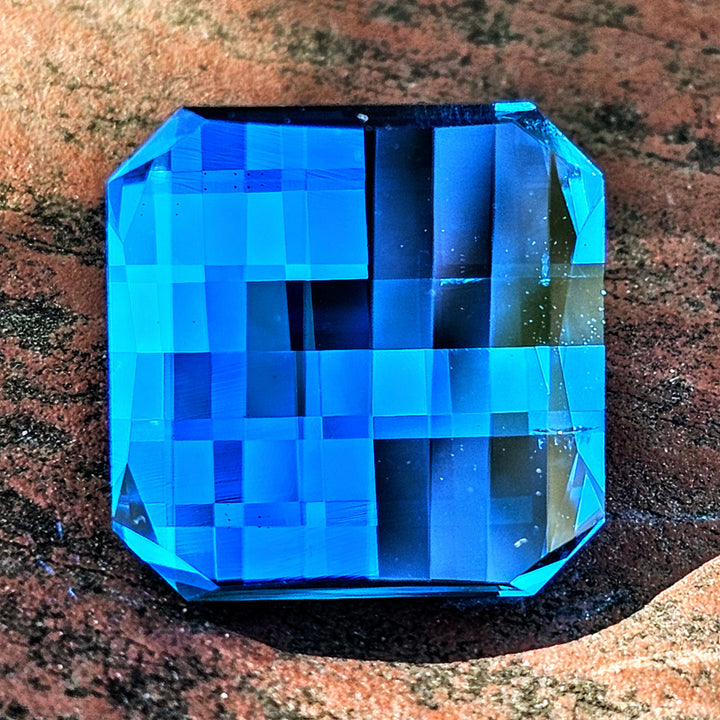 Blue Cobalt YAG, Pixel Square Cut, 20.66 Carats