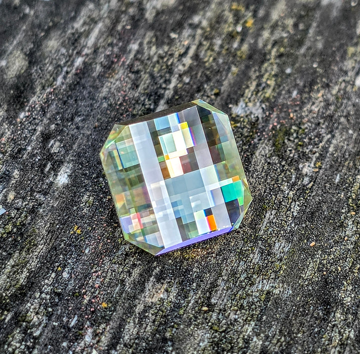 White Rutile 🌈🍭🦄, Pixel Square Cut, 6.70 Carats