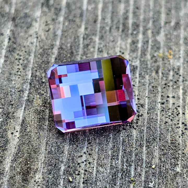 Djeva Color Change Lab Sapphire, Pixel Rectangle Cut, 8.65 Carats