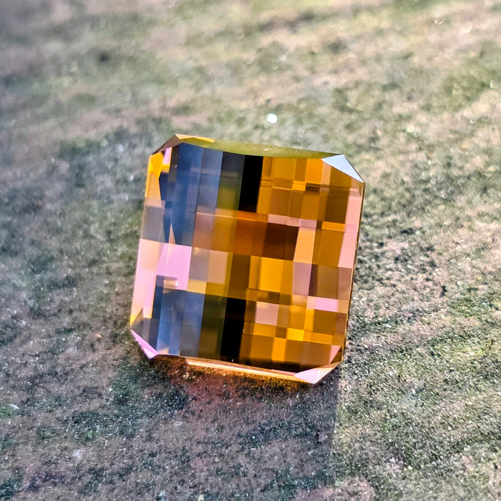 Toasted Orange Erbium YAG, Pixel Square Cut, 15.60 Carats