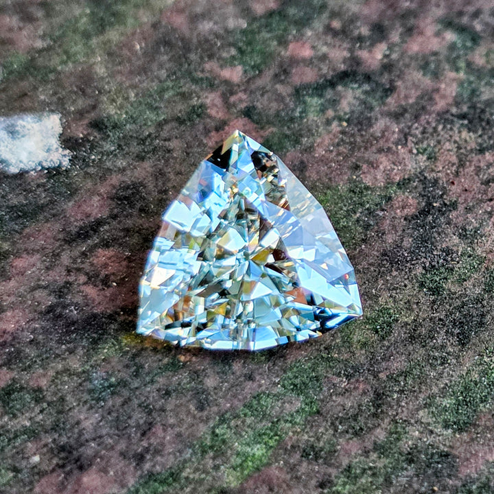 Gray Green Ytterbium YAG, Trillian Step Cut, 5.25 Carats