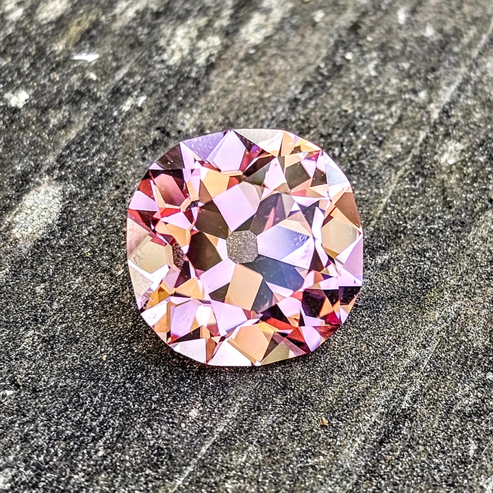 Czochralski Titanium Pink Sapphire, Antique Cushion Cut, 8.83 Carats