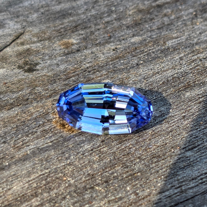 Blue Czochralski Lab Sapphire, Long Step Oval Cut, 2.40 Carats