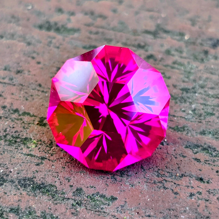 Fire Neon Pink Lab Sapphire, Gnome's Geode Cut, 10.46 Carats