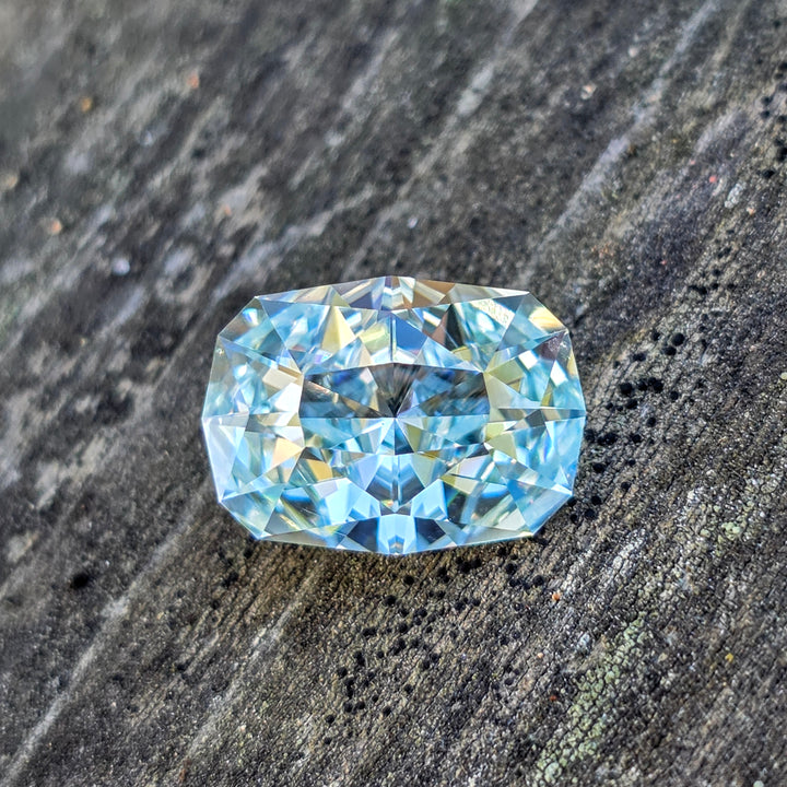 Aqua Colored Repurposed Laser Garnet, Cushion Internal Reflections Cut, 7.70 Carats
