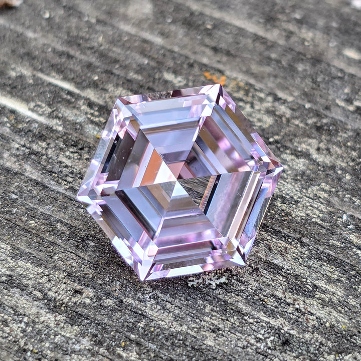 Blush Pink Lab Sapphire, Hexagon Step Cut, 10.35 Carats