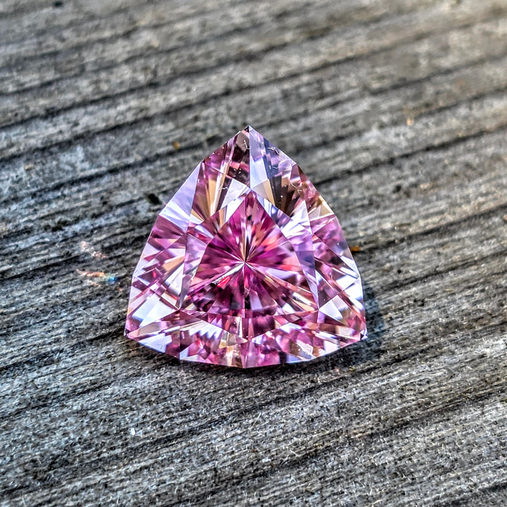 Pinkish Peach Padparadscha Lab Sapphire, Trillian Internal Reflections Cut, 5.98 Carats