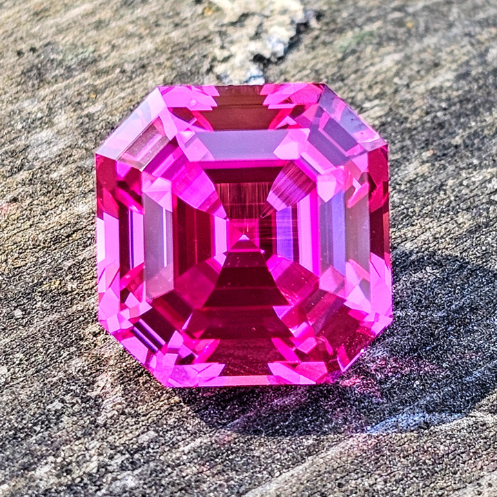 Pink Lab Sapphire, Asscher Cut, 13.71 Carats