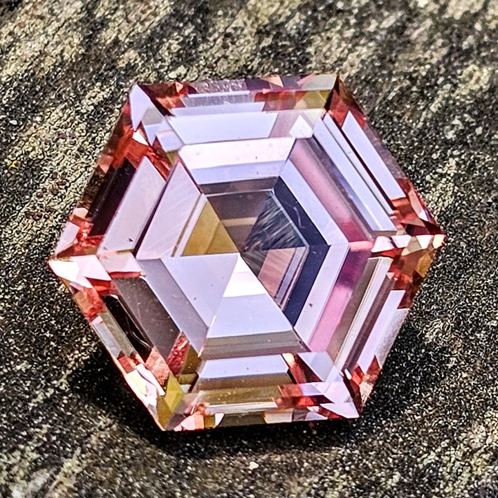 Peachy 🍑 "Morganite" Colored Lab Sapphire, Hexagon Step Cut, 11.55 Carats