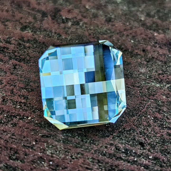 Pastel Mint Laser Garnet, Pixel Square Cut, 17.36 Carats