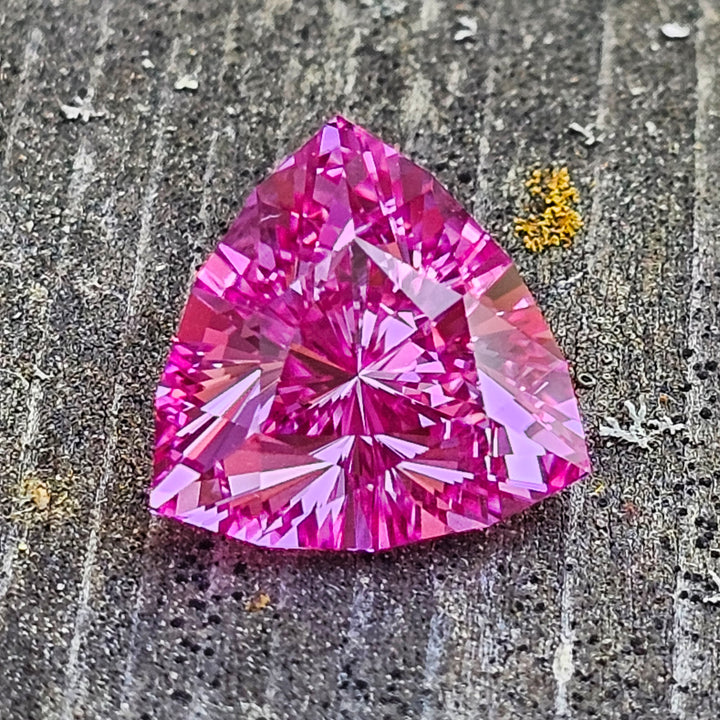 Light Pink Lab Sapphire, Trillian Internal Reflections Cut, 8.51 Carats