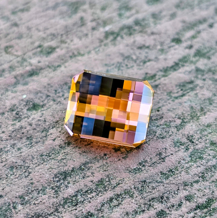 Toasted Orange Erbium YAG, Pixel Rectangle Cut, 9.15 Carats