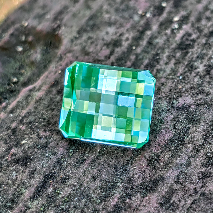 Bitterfeld Teal Lab Spinel , Pixel Rectangle Cut, 6.12 Carats