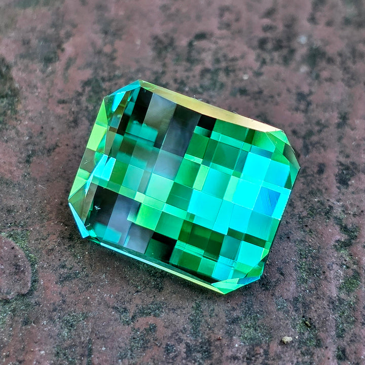 Repurposed Teal "Paraiba" YAG, Pixel Rectangle Cut, 22.60 Carats