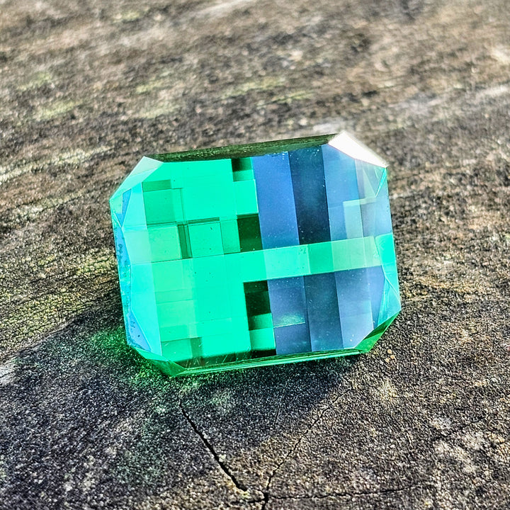 Vivid Green Vanadium YAG, Pixel Rectangle Cut, 13.63 Carats