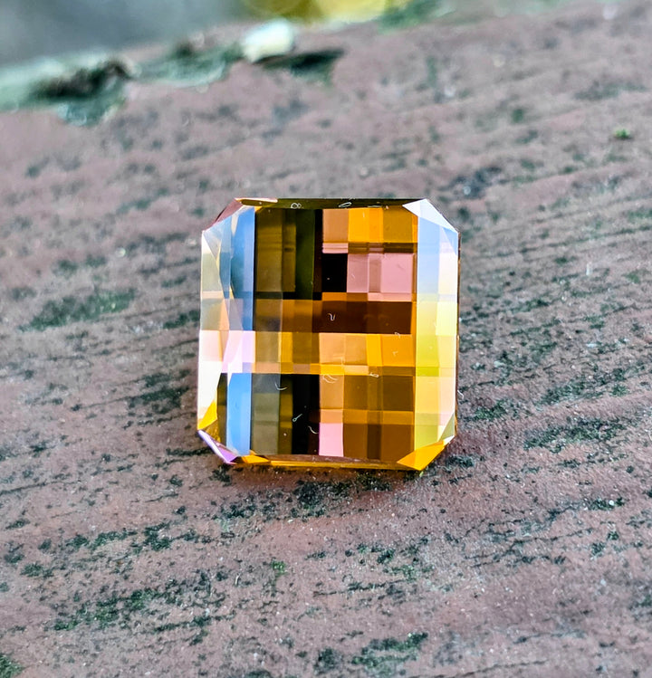Toasted Orange Erbium YAG, Pixel Square Cut, 12.86 Carats