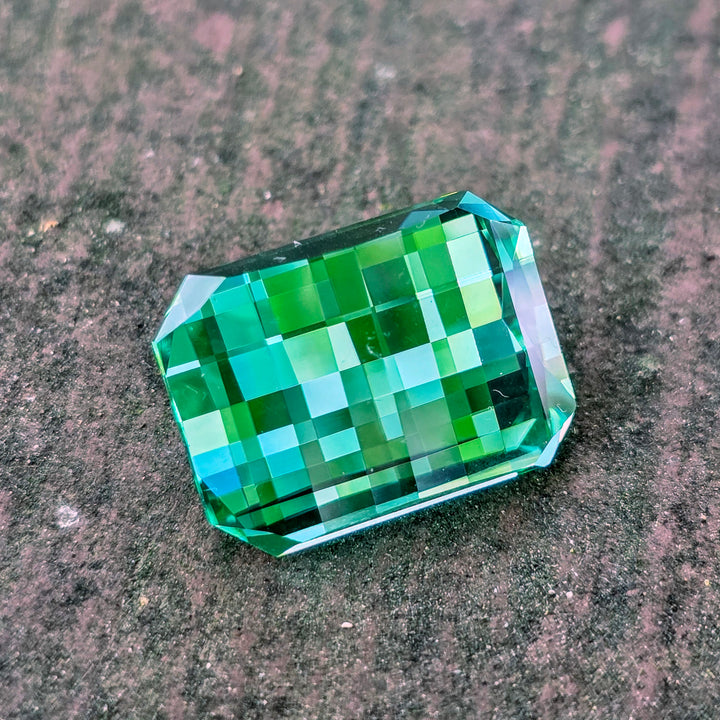 Repurposed Teal "Paraiba" YAG, Pixel Rectangle Cut, 24.83 Carats