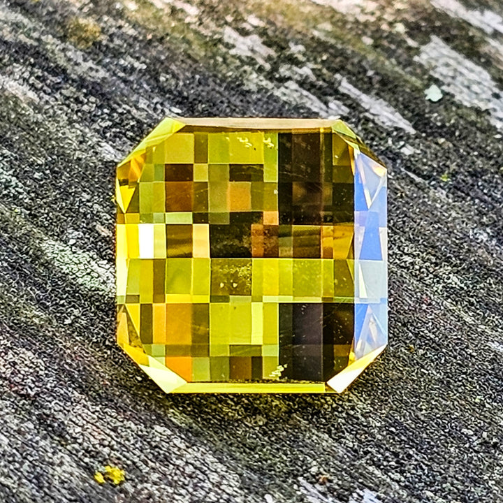 Yellow Czochralski Lab Sapphire, Pixel Square Cut, 8.83 Carats