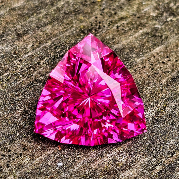 Pink Lab Sapphire, Trillian Internal Reflections Cut, 12.69 Carats