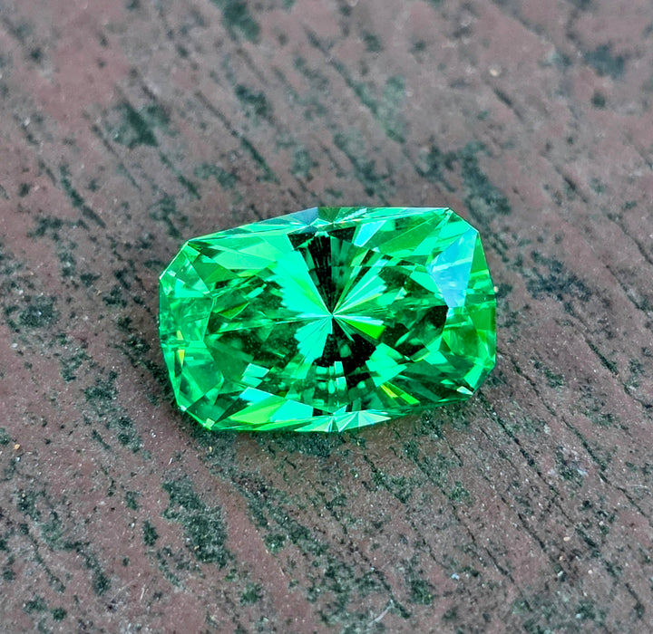 Vivid Green Vanadium YAG, House Of Sylas Long Cushion Cut, 5.70 Carats