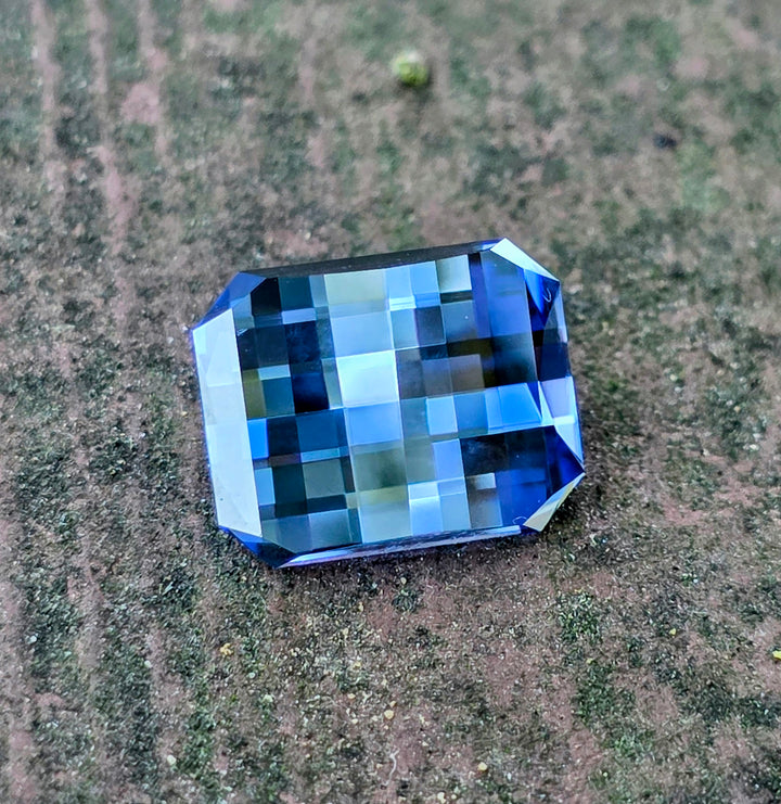 Blue Czochralski Lab Sapphire, Pixel Rectangle Cut, 7.55 Carats