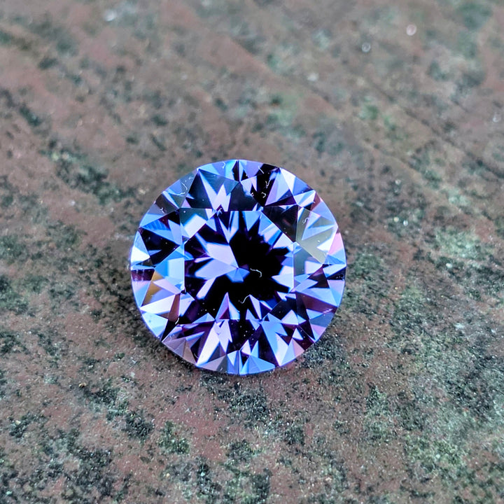 Djeva Color Change Lab Sapphire, Modern Round Brilliant Cut, 5.23 Carats