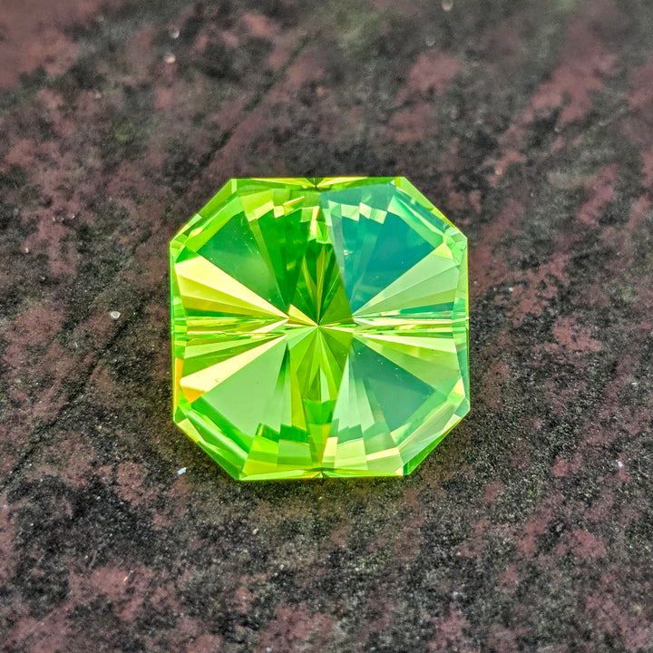 Green LuAG, Tessellation Cut, 25.17 Carats