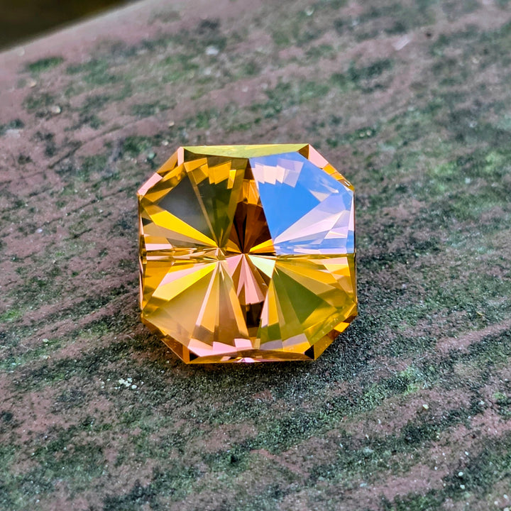 Toasted Orange Erbium YAG, Tessellation Cut, 12.00 Carats