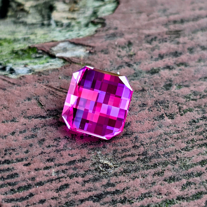 Pink Lab Sapphire, Pixel Square Cut, 8.02 Carats