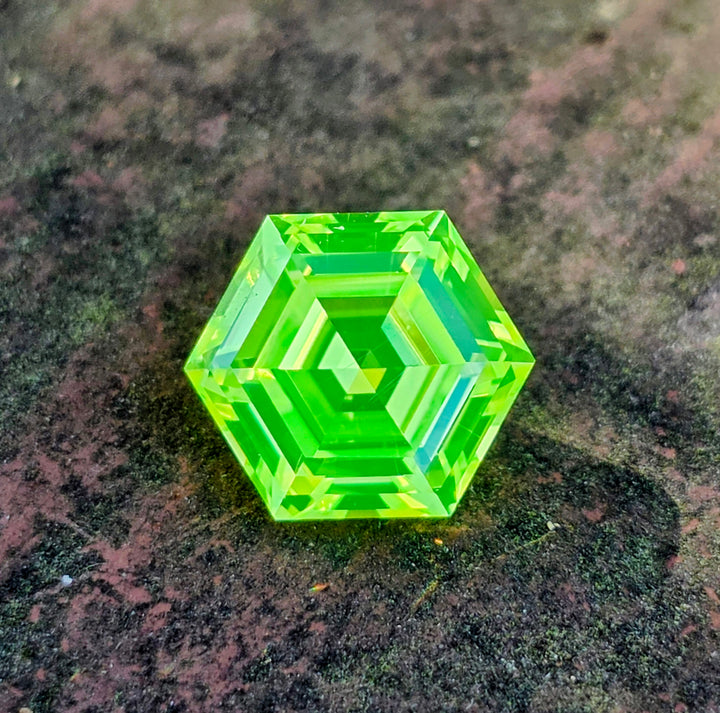 Green LuAG, Hexagon Step Cut, 6.15 Carats
