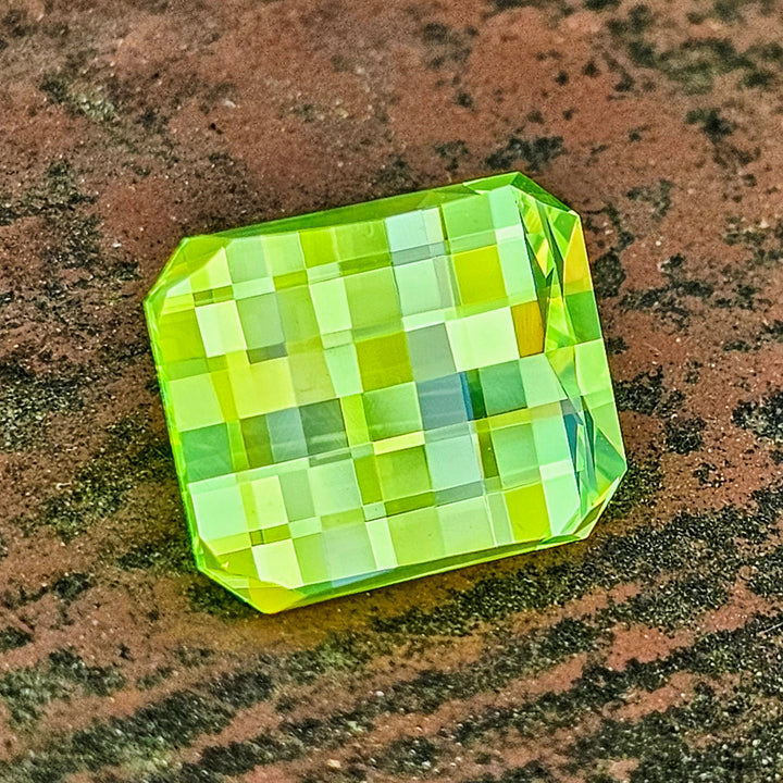 Green LuAG, Pixel Rectangle Cut, 15.55 Carats