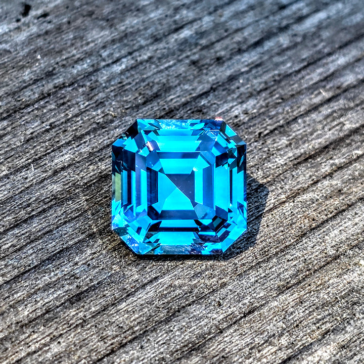 Cerulean Blue Lab Sapphire, Asscher Cut, 8.81 Carats