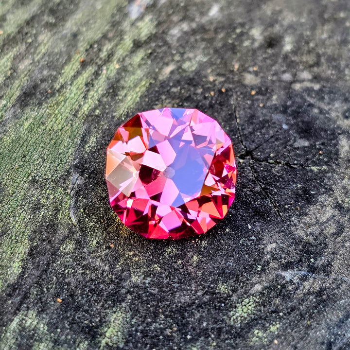 Fire Padparadscha Lab Sapphire, Antique Cushion Cut, 6.43 Carats