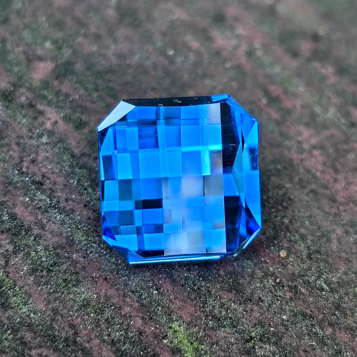 Vivid Blue Lab Spinel, Pixel Square Cut, 11.21 Carats