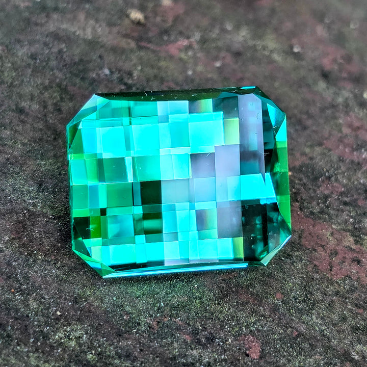 Repurposed Teal "Paraiba" YAG, Pixel Rectangle Cut, 30.26 Carats