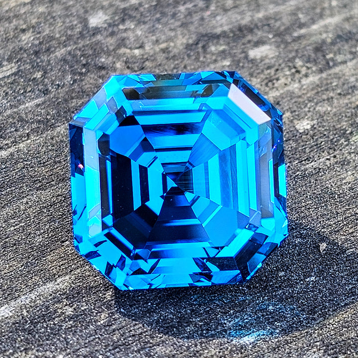 Blue Cobalt YAG, Asscher Cut, 23.59 Carats