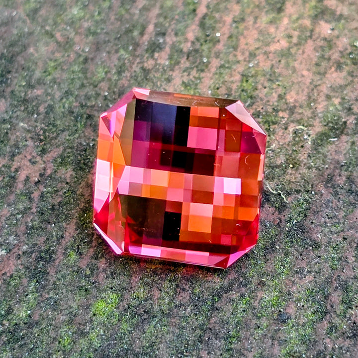 Czochralski Titanium Pink Sapphire, Pixel Square Cut, 11.09 Carats