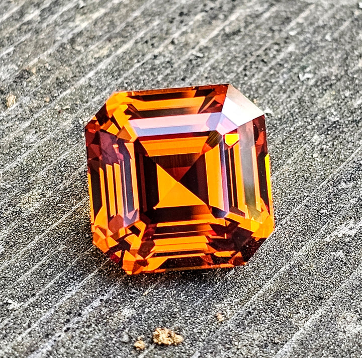 Whisky Orange Lab Sapphire, Asscher Cut, 13.37 Carats