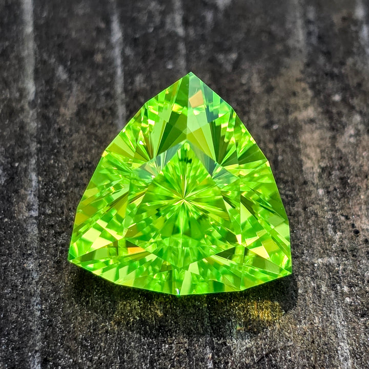 Green LuAG, Trillian Internal Reflections Cut, 11.21 Carats