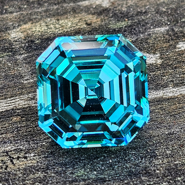 Teal "Paraiba" YAG, Asscher Cut, 16.37 Carats