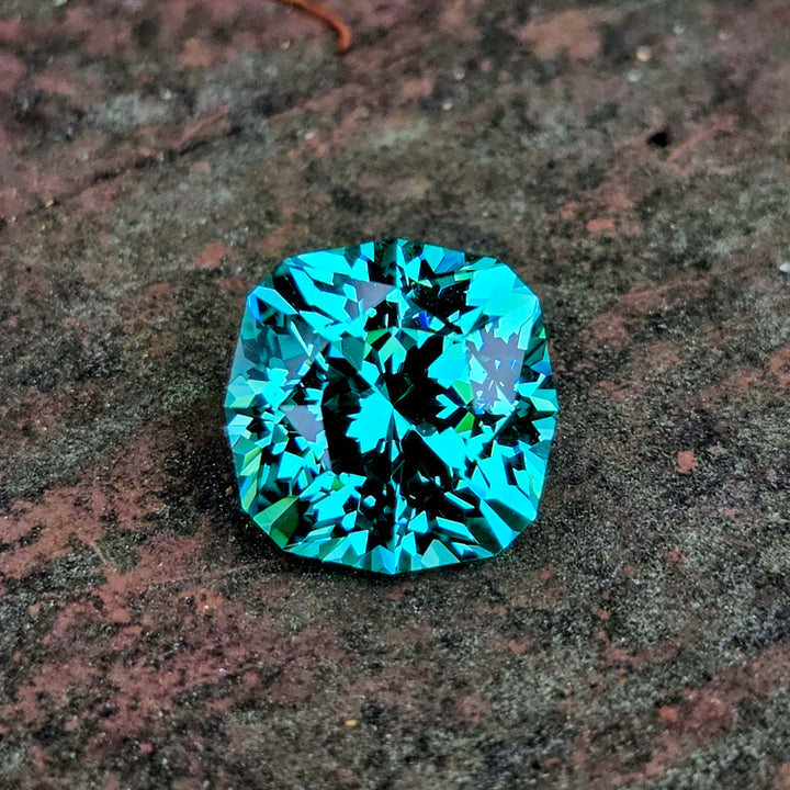Repurposed Teal "Paraiba" YAG, House Of Sylas Cushion Cut, 8.87 Carats