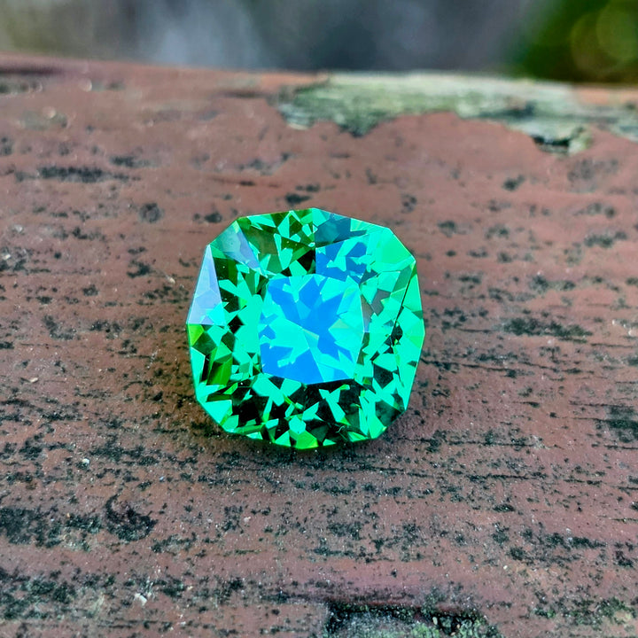 Vivid Green Vanadium YAG, House Of Sylas Cushion Cut, 12.76 Carats