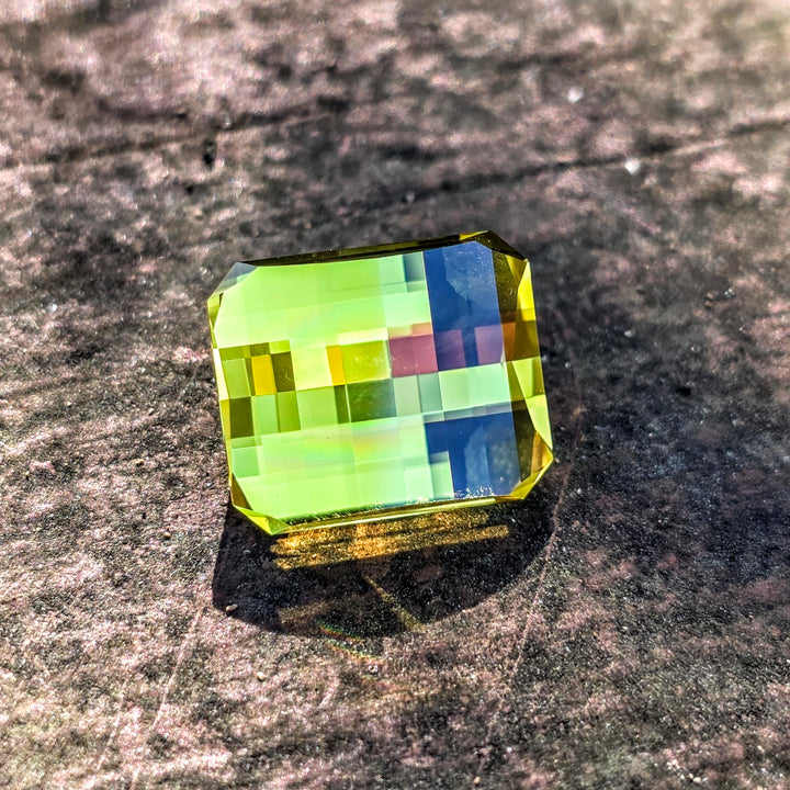 Yellow Czochralski Lab Sapphire, Pixel Rectangle Cut, 11.37 Carats