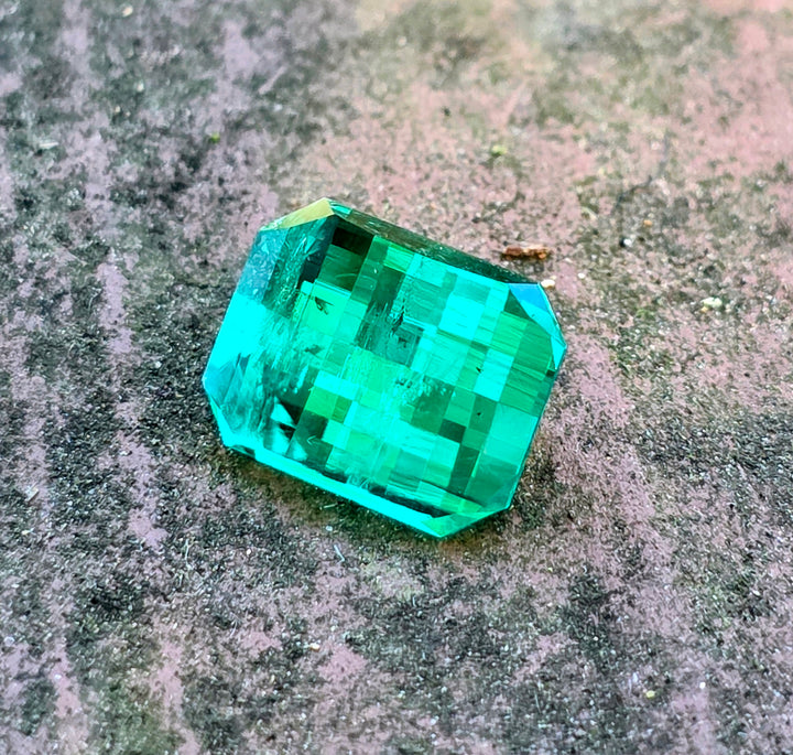 Colombian Color Green Lab Emerald, Pixel Rectangle Cut, 3.86 Carats