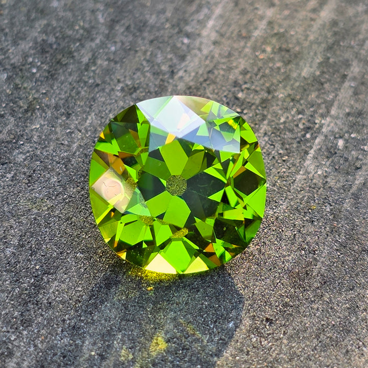 Peridot Green Colored Lab Sapphire, Antique Cushion Cut, 9.76 Carats