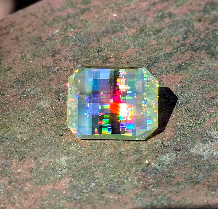 White Rutile 🌈🍭🦄, Pixel Rectangle Cut, 6.70 Carats